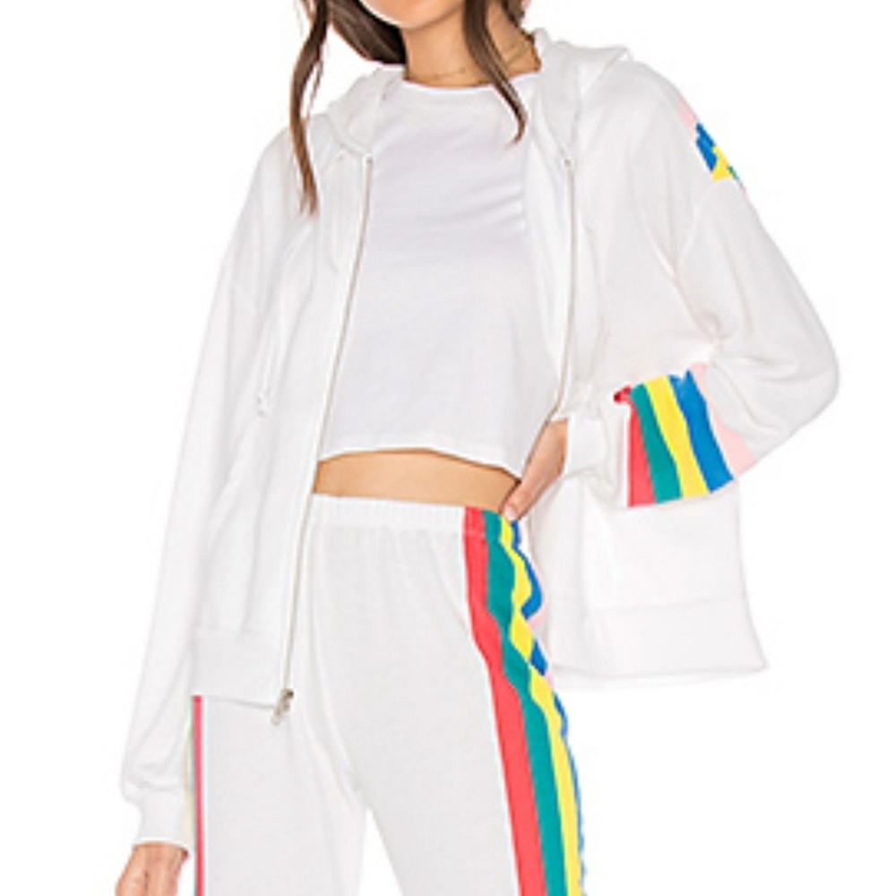 Wildfox Couture Spectrum Marquis Zip Hoodie in Clean White, Size XL ~ EUC